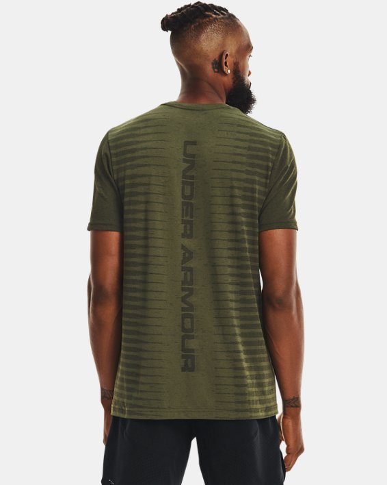 Men's UA Seamless Wordmark Short Sleeve, Green, pdpMainDesktop image number 1